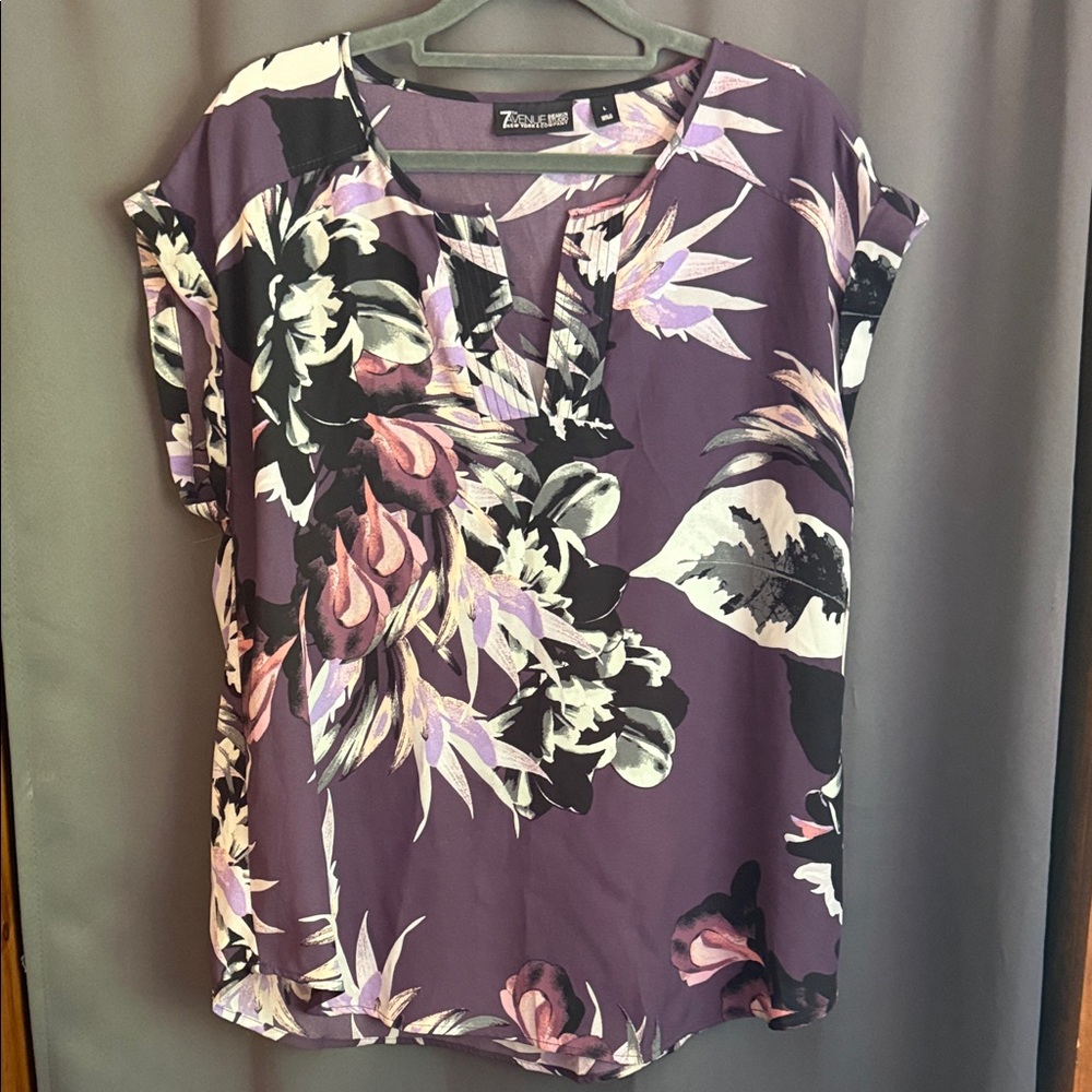 7th Avenue Design Studio Women's Floral Blouse - Deep Purple